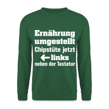 Ernährung umgestellt - lustiges Diätmotiv - Unisex Pullover - Grün - Vorne