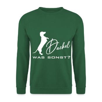 Dackel was sonst - Dackelsilhouette Dackelspruch - Unisex Pullover - Grün - Vorne