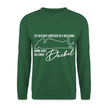 Dackelsilhouetten und lustiger Dackelspruch - Unisex Pullover - Grün - Vorne