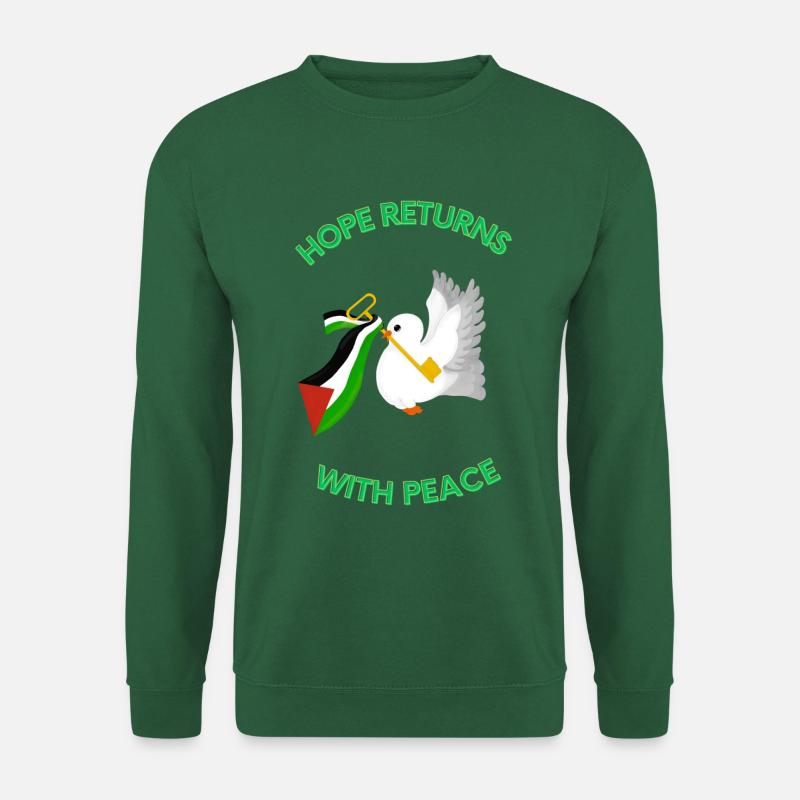 Hope Returns with Peace - Palestine Design - Unisex Pullover - Grün