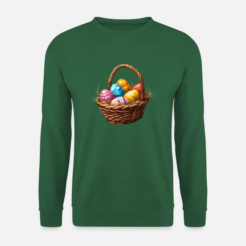 Osterkörbchen mit bunt bemalten Eiern - Unisex Pullover - Grün