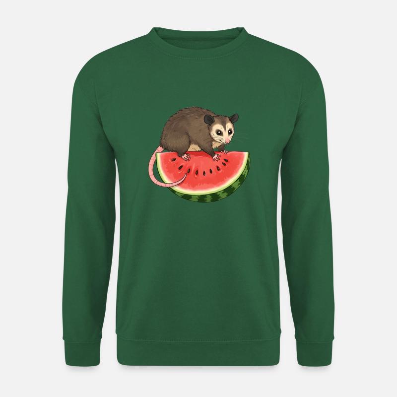 Opossum mit Wassermelone - Unisex Pullover - Grün