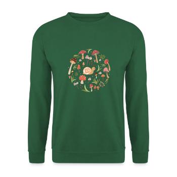 Herbst schnecke & Pilze (rund) - Unisex Pullover - Grün - Vorne