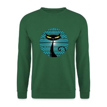 Schwarze Katze - Unisex Pullover - Grün - Vorne