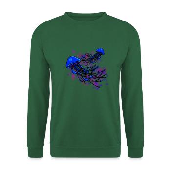 Schönes Quallen Design in Blau und Sternen - Unisex Pullover - Grün - Vorne