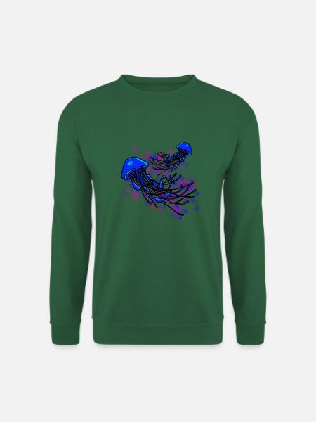 Beautiful jellyfish design in blue and stars - Unisex Sweatshirt - green