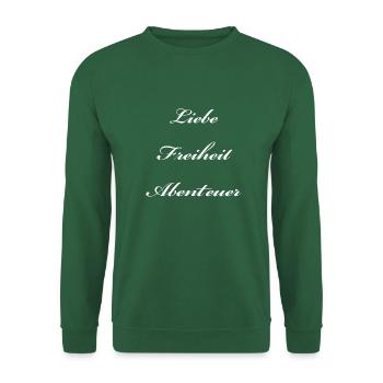 liebe freiheit abenteuer - Unisex Pullover - Grün - Vorne