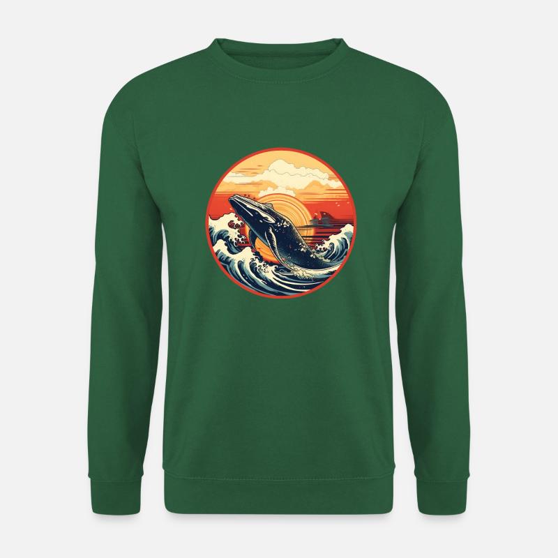 Whale Ukiyo-e 2 - Unisex Sweatshirt - green
