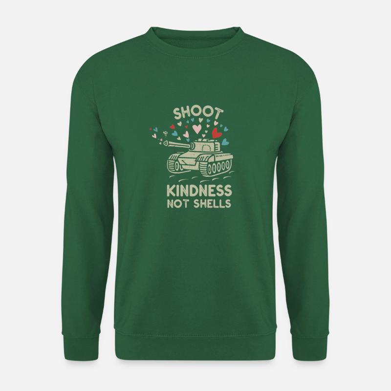 Minimalistisches Design "Shoot Kindness, Not Shells" - Unisex Pullover - Grün