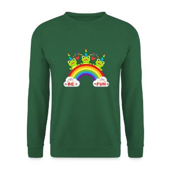Happy Frog Be Fun message positif gai coloré 3 - Sweat-shirt Unisexe - vert foncé - Devant