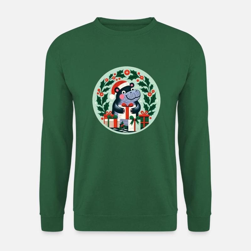 Hippopotame de Noël - Sweat-shirt Unisexe - vert foncé