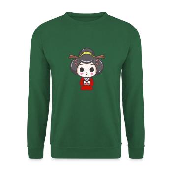 Illustration de geisha kawaii - Sweat-shirt Unisexe - vert foncé - Devant
