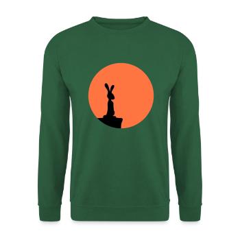 Hase Mond Klippe Berg Nacht Rund Sonne guckt steht - Unisex Pullover - Grün - Vorne