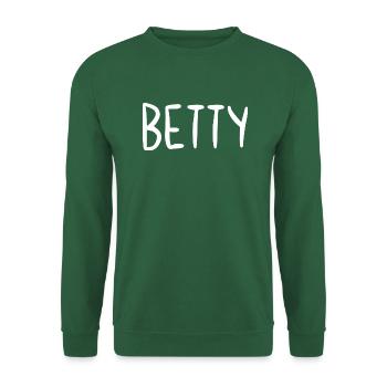 Betty Custom Name Schriftart Text Geburtstag - Unisex Pullover - Grün - Vorne