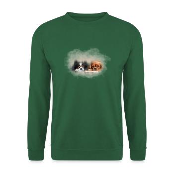 two cute cavalier spaniels transparent - Unisex Sweatshirt - green - Front