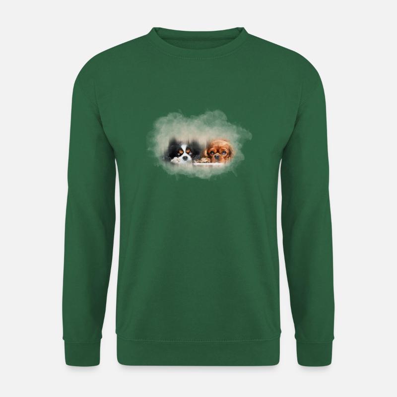 two cute cavalier spaniels transparent - Unisex Sweatshirt - green