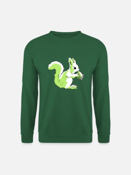 Eichhörnchen frisst eine Nuss - Unisex Pullover - Grün