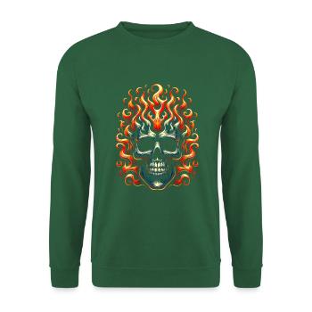 Colorful Skull with Flames - Unisex Sweatshirt - green - Front