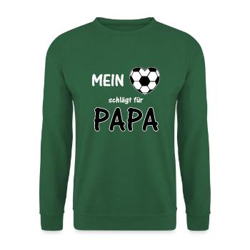 Mein Herz schlägt für Papa Fußball Kinder Motiv - Unisex Pullover - Grün - Vorne