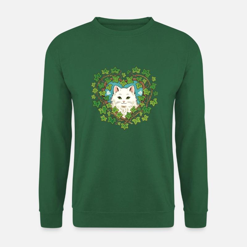 Weiße Katze Efeu - Unisex Pullover - Grün