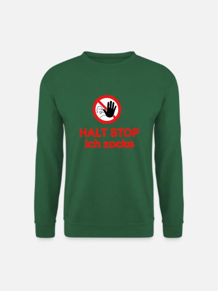 halt stop ich zocke - Unisex Pullover - Grün