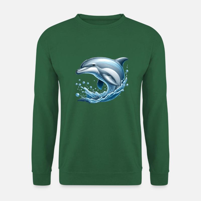 Freundlicher Delfin (Sprung aus dem Meer) - Unisex Pullover - Grün
