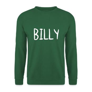 Billy Custom Name Schriftart Text Geburtstag - Unisex Pullover - Grün - Vorne