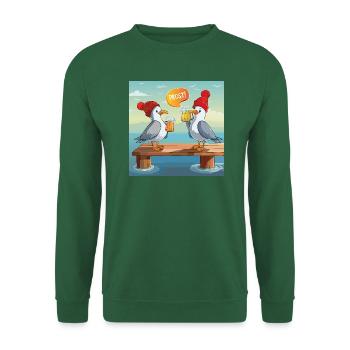 01 Deux mouettes d’Allemagne du Nord Sea Mass Beer Cheers - Sweat-shirt Unisexe - vert foncé - Devant