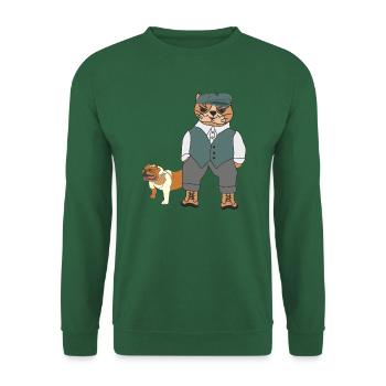 Chat élégant avec bouledogue anglais - Sweat-shirt Unisexe - vert foncé - Devant