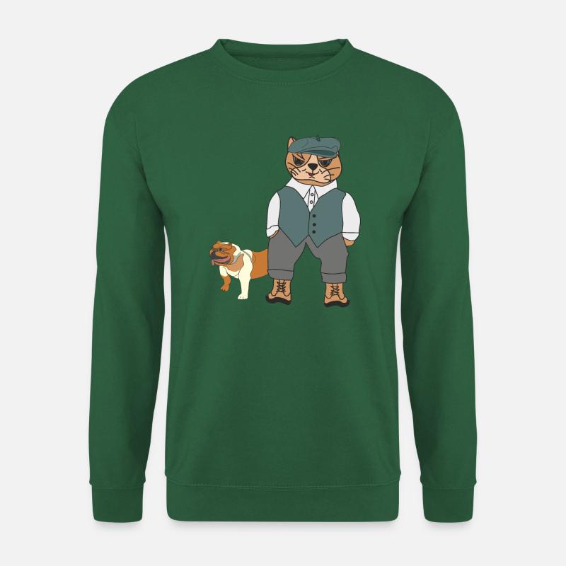 Chat élégant avec bouledogue anglais - Sweat-shirt Unisexe - vert foncé