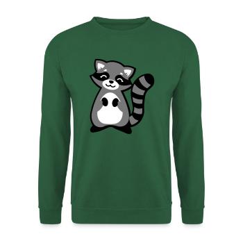 Niedlicher Waschbär Tierkind / Cute raccoon animal - Unisex Pullover - Grün - Vorne