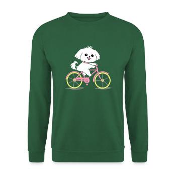 Maltese Bicycle Dog Gift Retro - Unisex Sweatshirt - green - Front