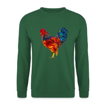 Coq polygone, coloré - Sweat-shirt Unisexe - vert foncé - Devant