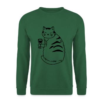 Katze Wein Alkohol - Unisex Pullover - Grün - Vorne