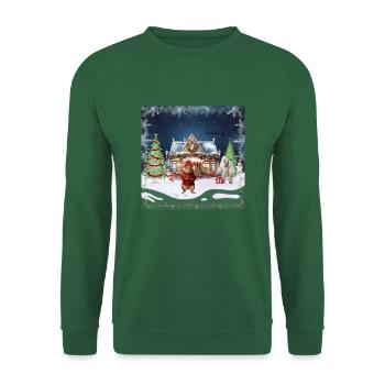 Verrücktes Weihnachtscafé - Unisex Pullover - Grün - Vorne