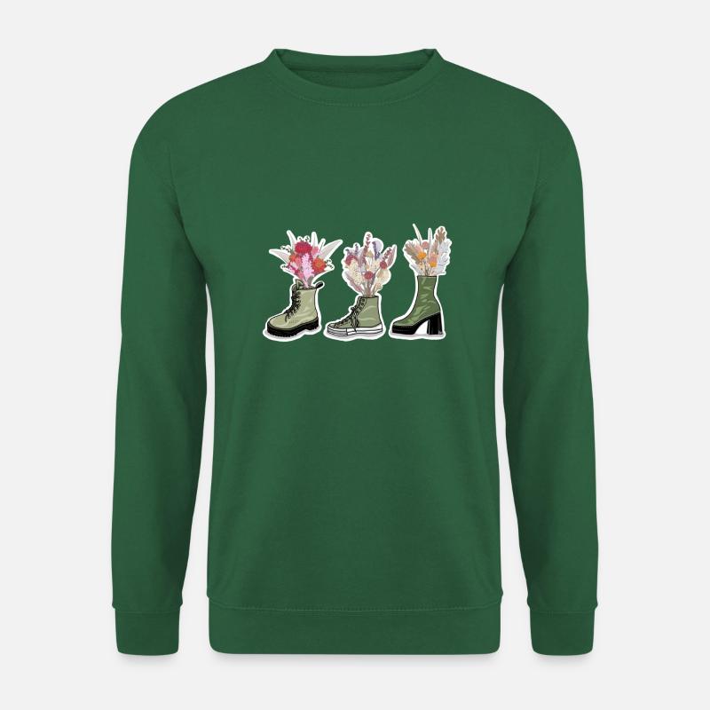 Schuhe mit Blumen - Unisex Pullover - Grün