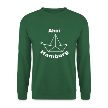 Papier Faltbötchen Ahoi Hamburg - Unisex Pullover - Grün - Vorne
