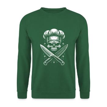 Crâne avec toque et couteaux de cuisine croisés - Sweat-shirt Unisexe - vert foncé - Devant