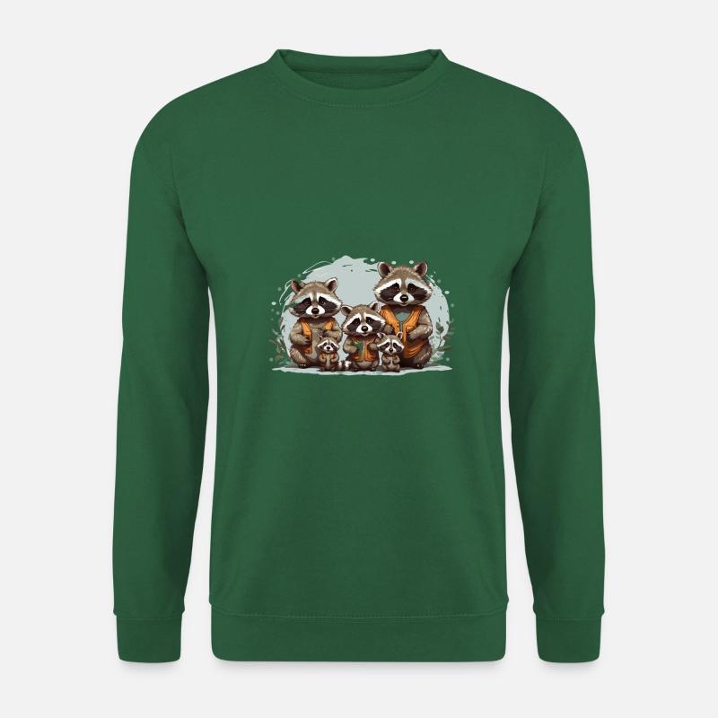 Liebenswerte Waschbärfamilie - Unisex Pullover - Grün
