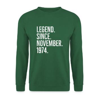 Légende depuis novembre 1974 - Sweat-shirt Unisexe - vert foncé - Devant