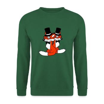 2 Foxes Friends Top Hat Men's Monocle Glasses - Unisex Sweatshirt - green - Front