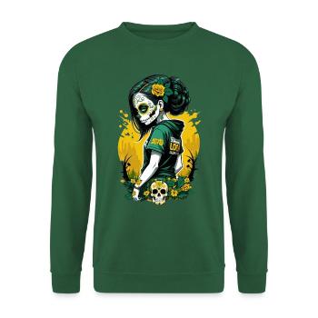 Sugar Skull Girl with Green Hair & Flowered Skull - Unisex Sweatshirt - green - Front
