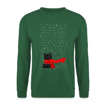 Schneekatze (schwarz) - Unisex Pullover - Grün - Vorne