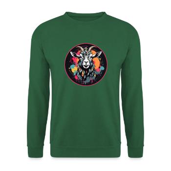 Buntes Ziegenportrait Ziegenbock - Unisex Pullover - Grün - Vorne