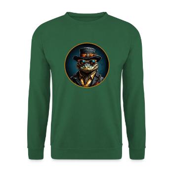 Alligator cool avec chapeau, lunettes de soleil et costume - Sweat-shirt Unisexe - vert foncé - Devant