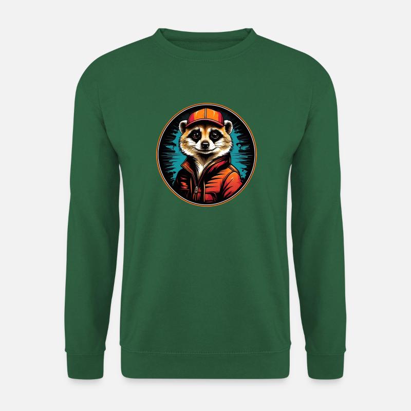 Cooles Erdmännchen im Outdoor Outfit Vintage Stil - Unisex Pullover - Grün