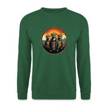 Coole Erdmännchen im Outdoor Outfit Vintage Stil - Unisex Pullover - Grün - Vorne