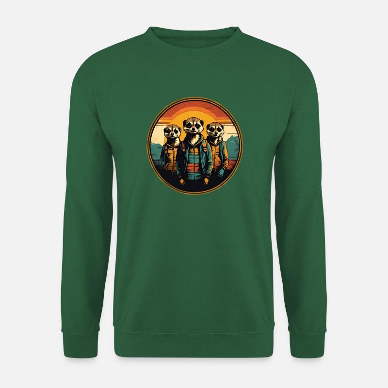 Coole Erdmännchen im Outdoor Outfit Vintage Stil - Unisex Pullover - Grün