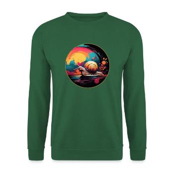 Schnecke im bunten Kreis immer mit der Ruhe - Unisex Pullover - Grün - Vorne