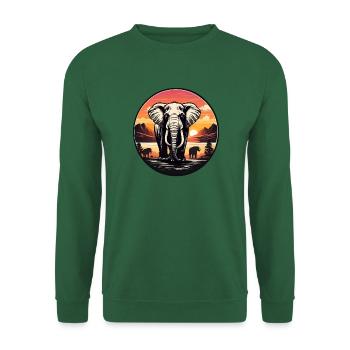 Éléphant au point d’eau au coucher du soleil - Sweat-shirt Unisexe - vert foncé - Devant